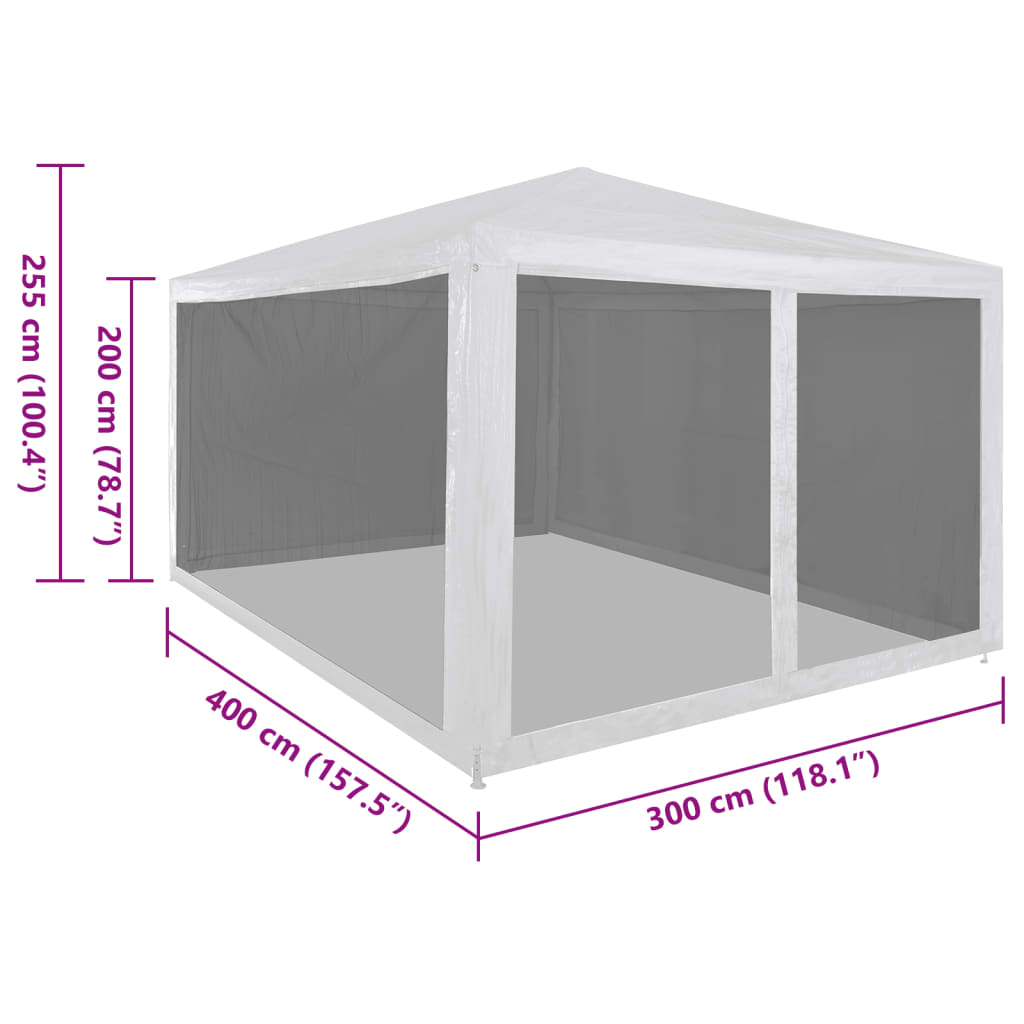 8718475709503_g_en_hd_5 vidaXL Party Tent with 4 Mesh Sidewalls 4x3 m - Image 6
