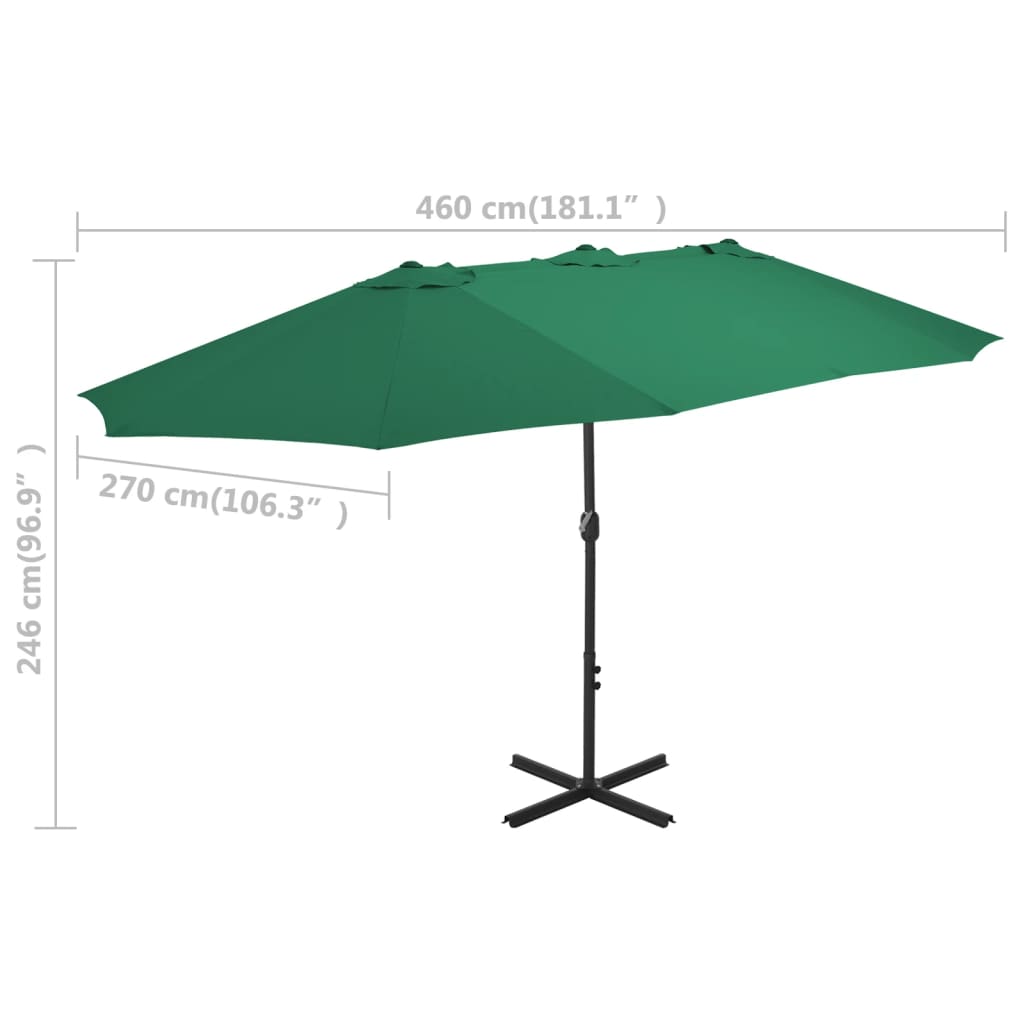 8718475711193_g_en_hd_7 vidaXL Garden Parasol with Aluminium Pole 460x270 cm Green - Image 8