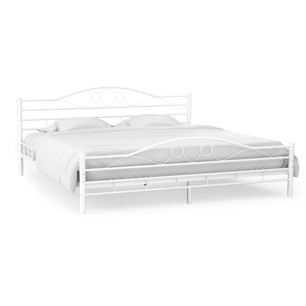 8718475711681_a_en_hd_1 vidaXL Bed Frame without Mattress White Metal 137x187 cm Double - Image 1