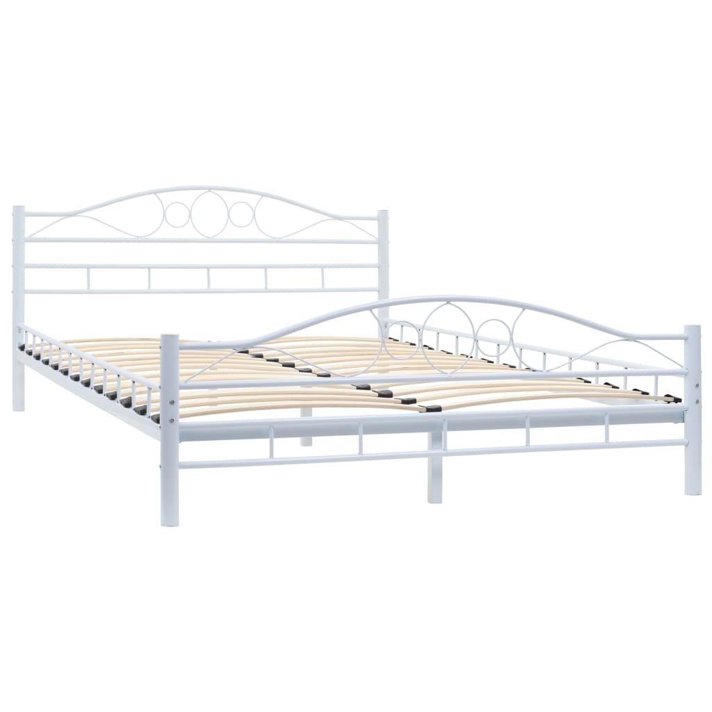 8718475711681_g_en_hd_1 vidaXL Bed Frame without Mattress White Metal 137x187 cm Double - Image 2