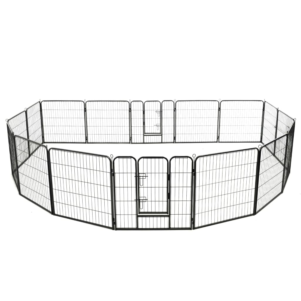 8718475716310_g_en_hd_1 vidaXL Dog Playpen 16 Panels Steel 80x80 cm Black - Image 2