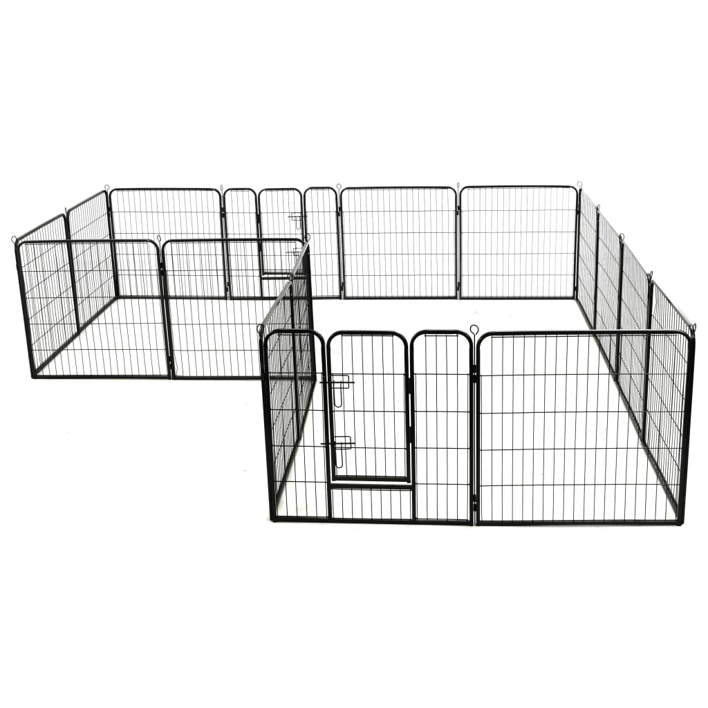 8718475716310_g_en_hd_2 vidaXL Dog Playpen 16 Panels Steel 80x80 cm Black - Image 3