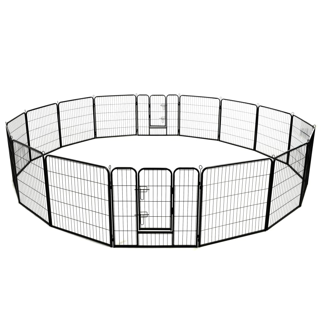 8718475716310_g_en_hd_3 vidaXL Dog Playpen 16 Panels Steel 80x80 cm Black - Image 4