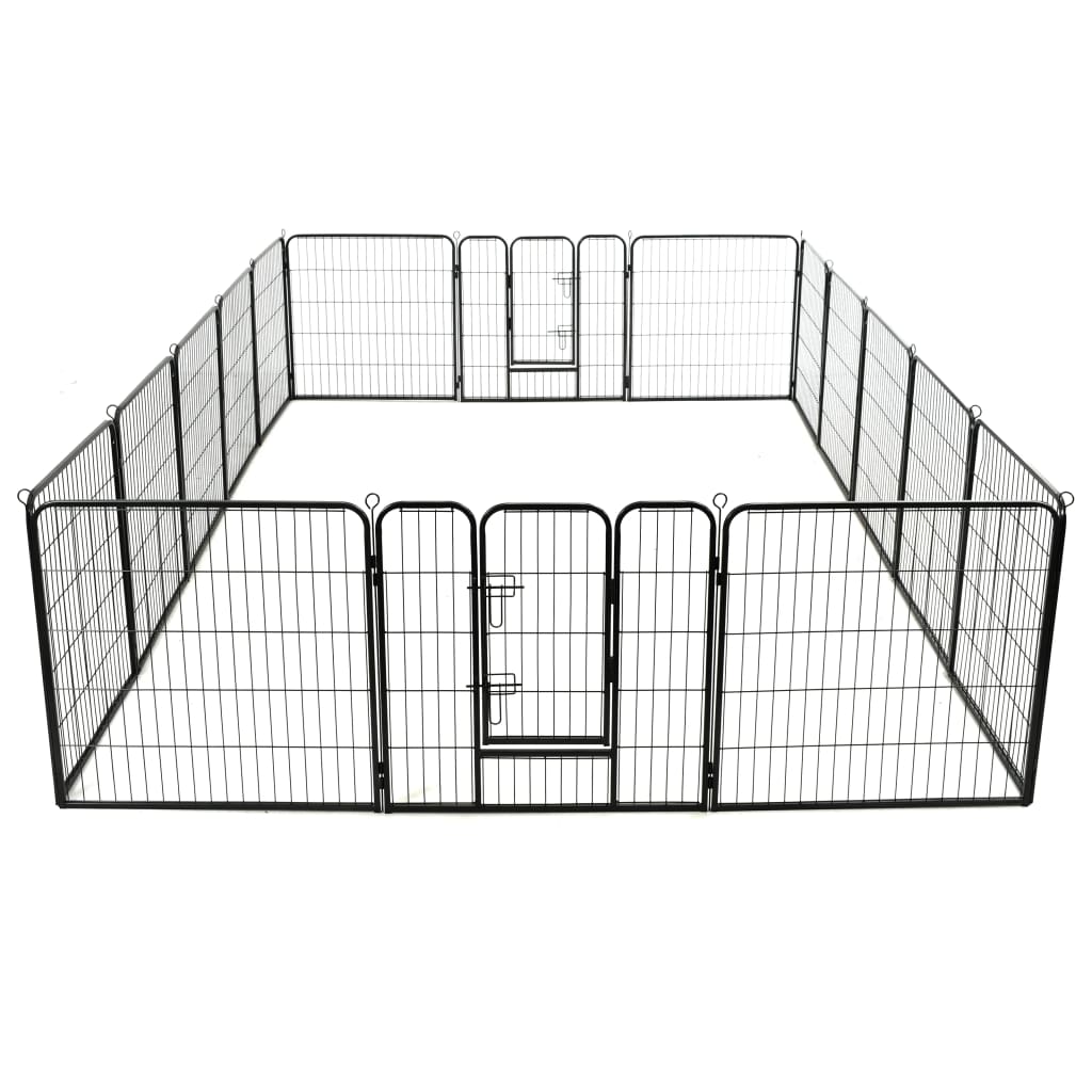 8718475716310_g_en_hd_4 vidaXL Dog Playpen 16 Panels Steel 80x80 cm Black - Image 5