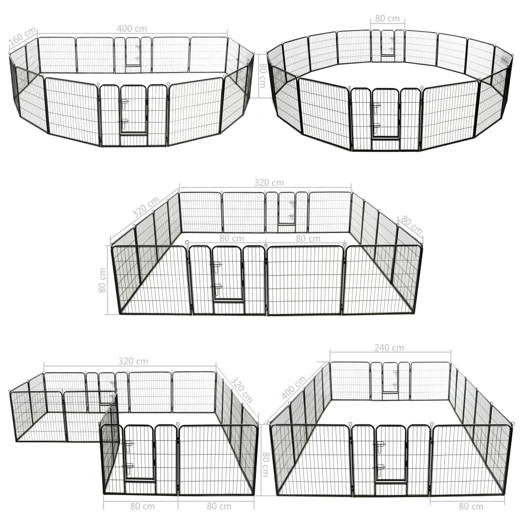 8718475716310_g_en_hd_7 vidaXL Dog Playpen 16 Panels Steel 80x80 cm Black - Image 8