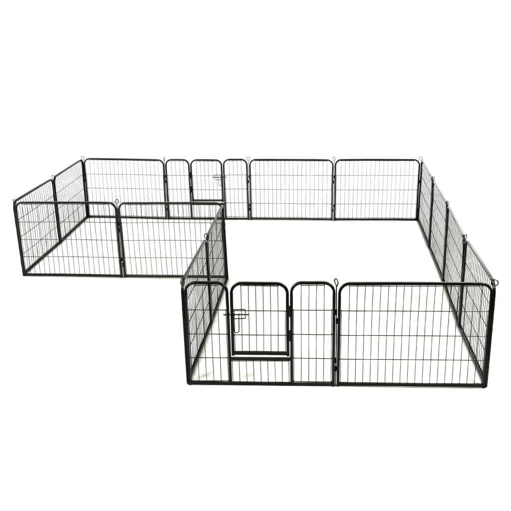 8718475716327_g_en_hd_2 vidaXL Dog Playpen 16 Panels Steel 60x80 cm Black - Image 3
