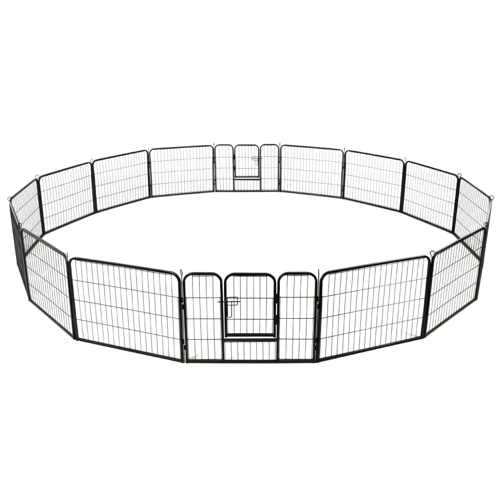 8718475716327_g_en_hd_3 vidaXL Dog Playpen 16 Panels Steel 60x80 cm Black - Image 4