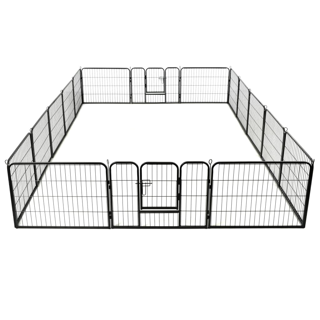 8718475716327_g_en_hd_4 vidaXL Dog Playpen 16 Panels Steel 60x80 cm Black - Image 5