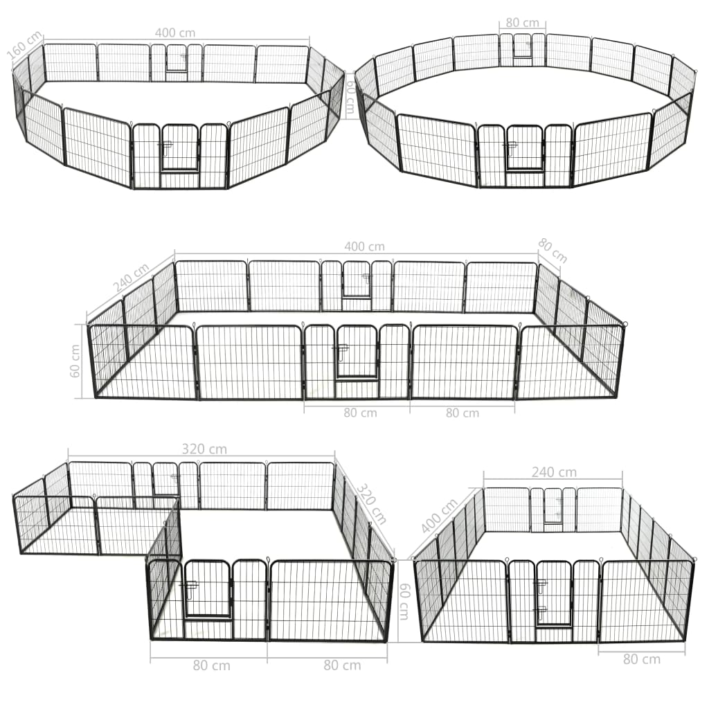 8718475716327_g_en_hd_7 vidaXL Dog Playpen 16 Panels Steel 60x80 cm Black - Image 8