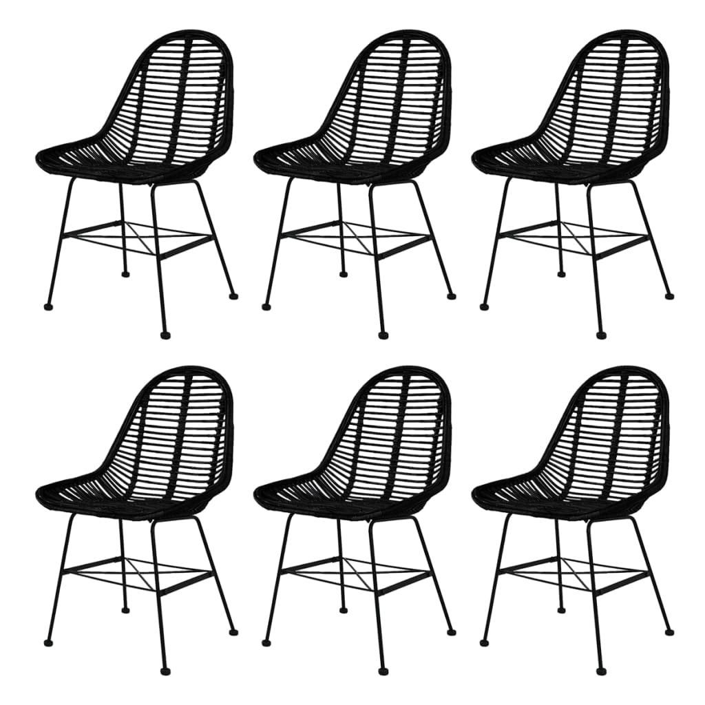 8718475716396_a_en_hd_1 vidaXL Dining Chairs 6 pcs Black Natural Rattan - Image 1