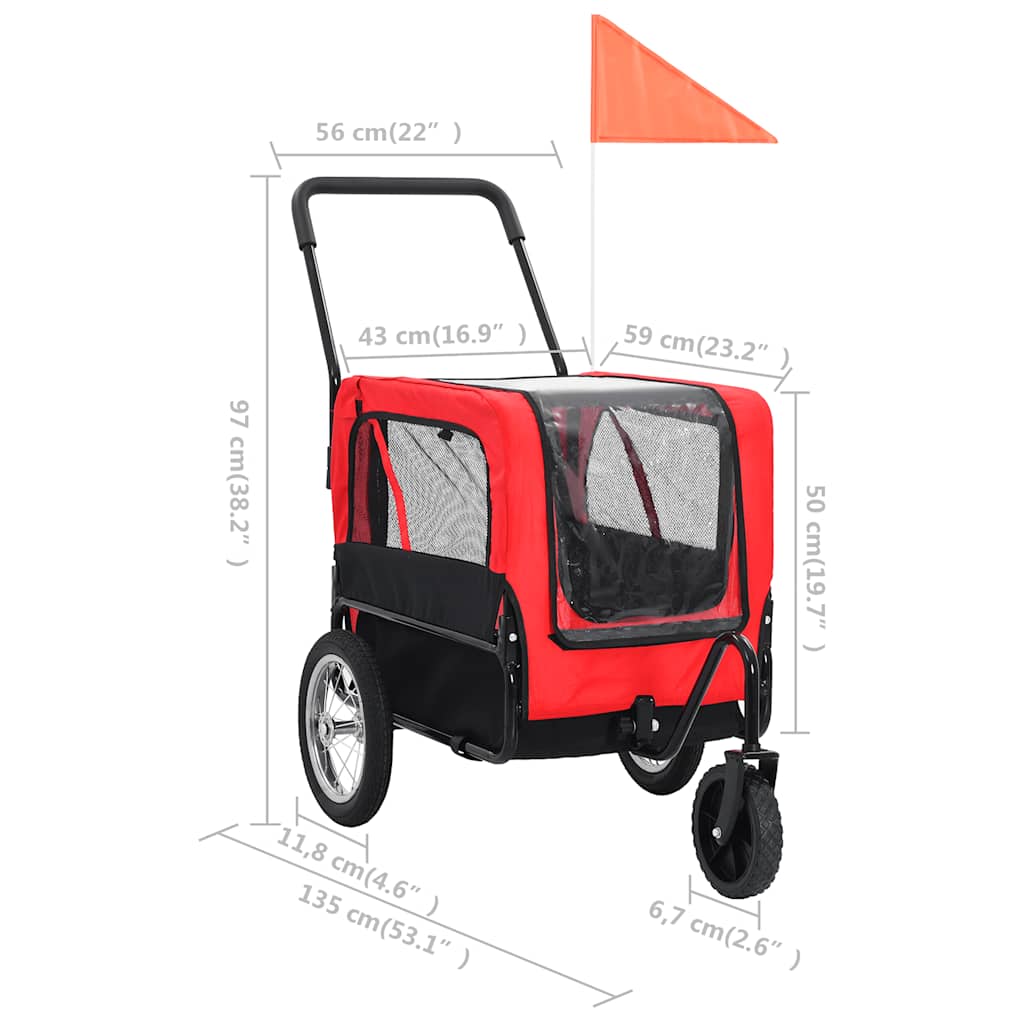 8718475718031_g_en_hd_8 vidaXL 2-in-1 Pet Bike Trailer & Jogging Stroller Red and Black - Image 9
