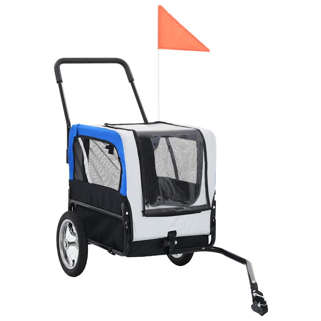 8718475718048_g_en_hd_1 vidaXL 2-in-1 Pet Bike Trailer & Jogging Stroller Grey and Blue - Image 2