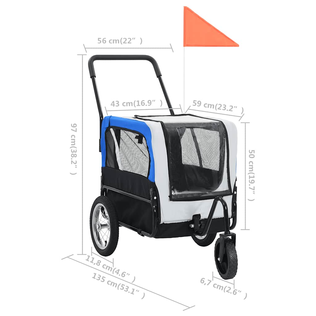 8718475718048_g_en_hd_8 vidaXL 2-in-1 Pet Bike Trailer & Jogging Stroller Grey and Blue - Image 9
