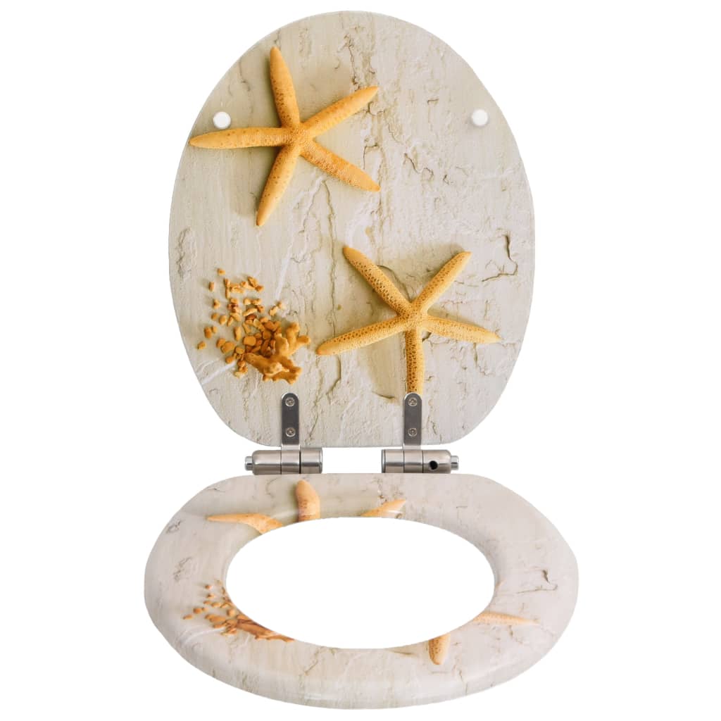 8718475722816_g_en_hd_1 vidaXL WC Toilet Seat with Soft Close Lid MDF Starfish Design - Image 2
