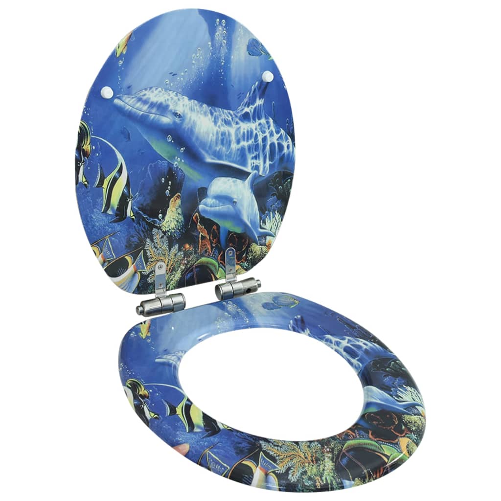 8718475722823_a_en_hd_1 vidaXL WC Toilet Seat with Soft Close Lid MDF Dolphins Design - Image 1