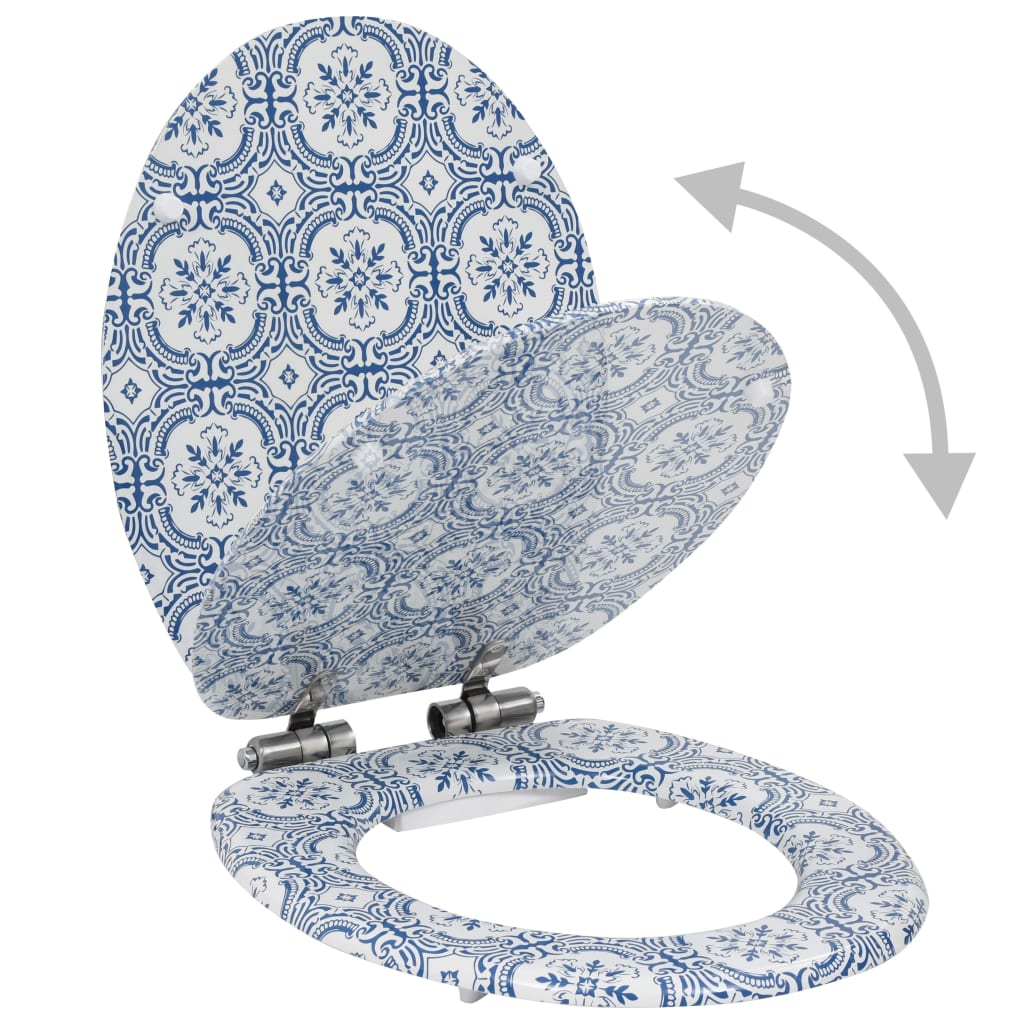 8718475722861_g_en_hd_1 vidaXL WC Toilet Seat with Soft Close Lid MDF Porcelain Design - Image 2
