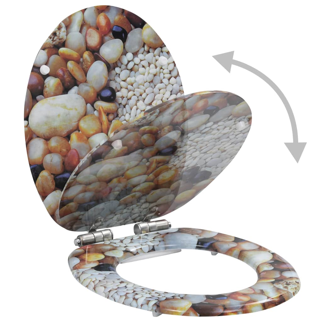 8718475722878_g_en_hd_1 vidaXL WC Toilet Seat with Soft Close Lid MDF Pebbles Design - Image 2