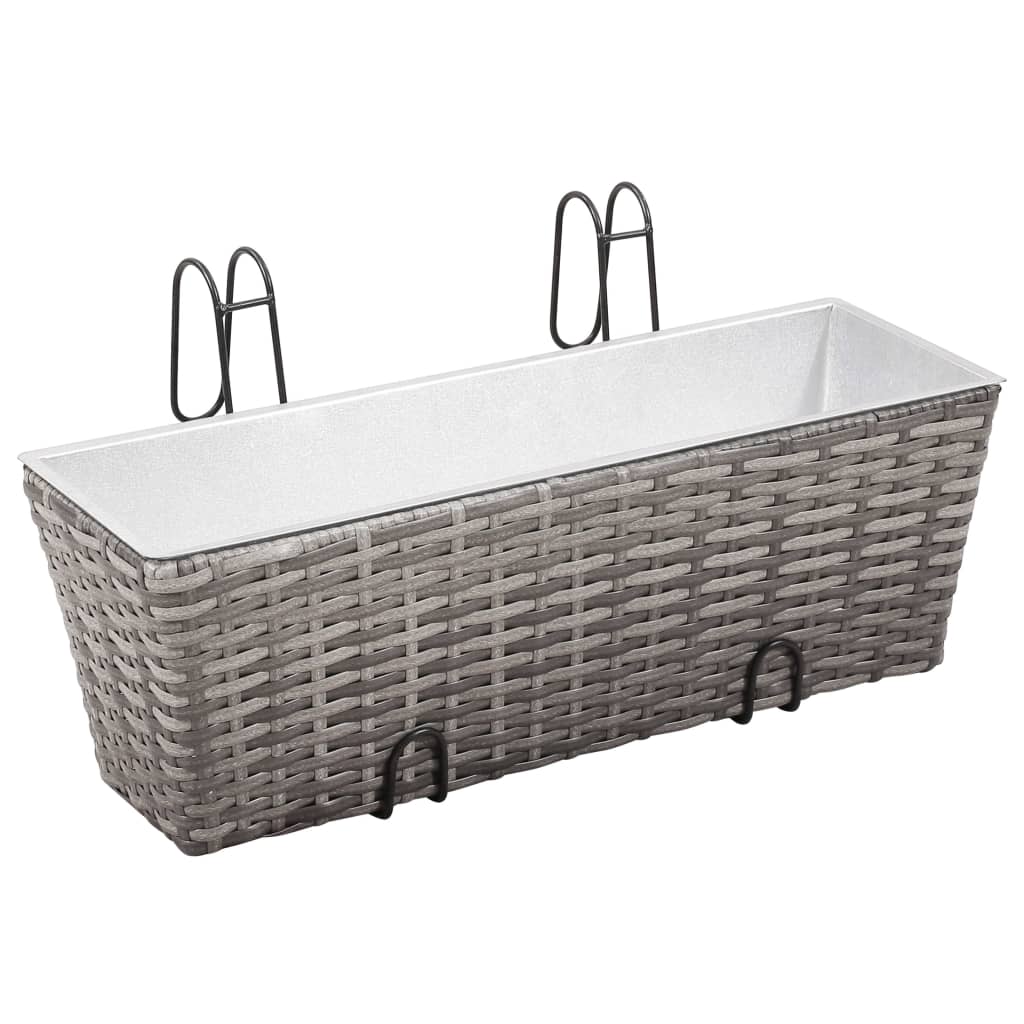 8718475723363_g_en_hd_1 vidaXL Balcony Raised Beds 2 pcs 50 cm Grey Poly Rattan - Image 2