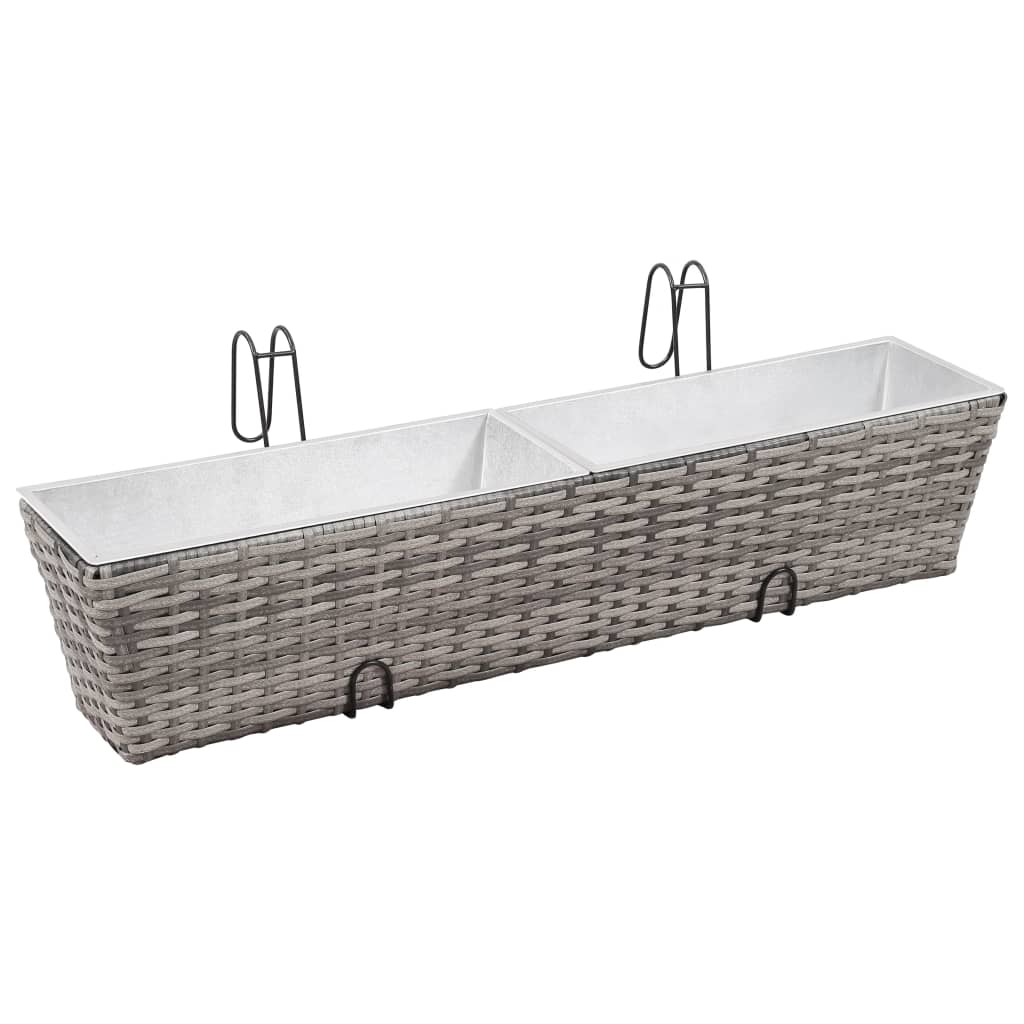 8718475723370_g_en_hd_1 vidaXL Balcony Raised Beds 2 pcs 80 cm Grey Poly Rattan - Image 2