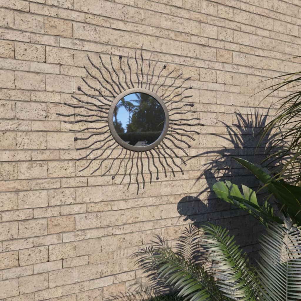 8718475724339_m_en_hd_1 vidaXL Garden Wall Mirror Sunburst 60 cm Black - Image 1