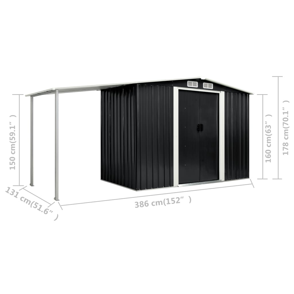8718475724599_g_en_hd_9 vidaXL Garden Shed with Sliding Doors Anthracite 386x131x178 cm Steel - Image 10