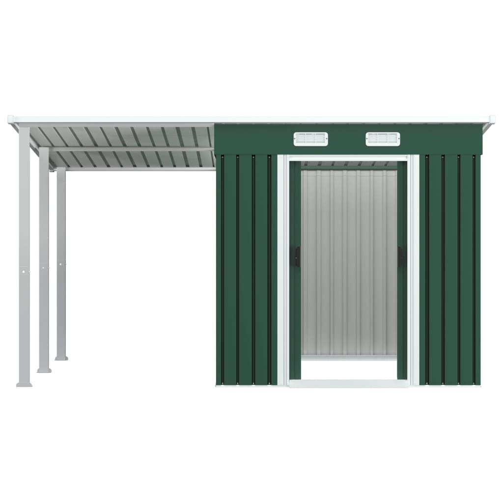 8718475724704_g_en_hd_4 vidaXL Garden Shed with Extended Roof Green 346x193x181 cm Steel - Image 5