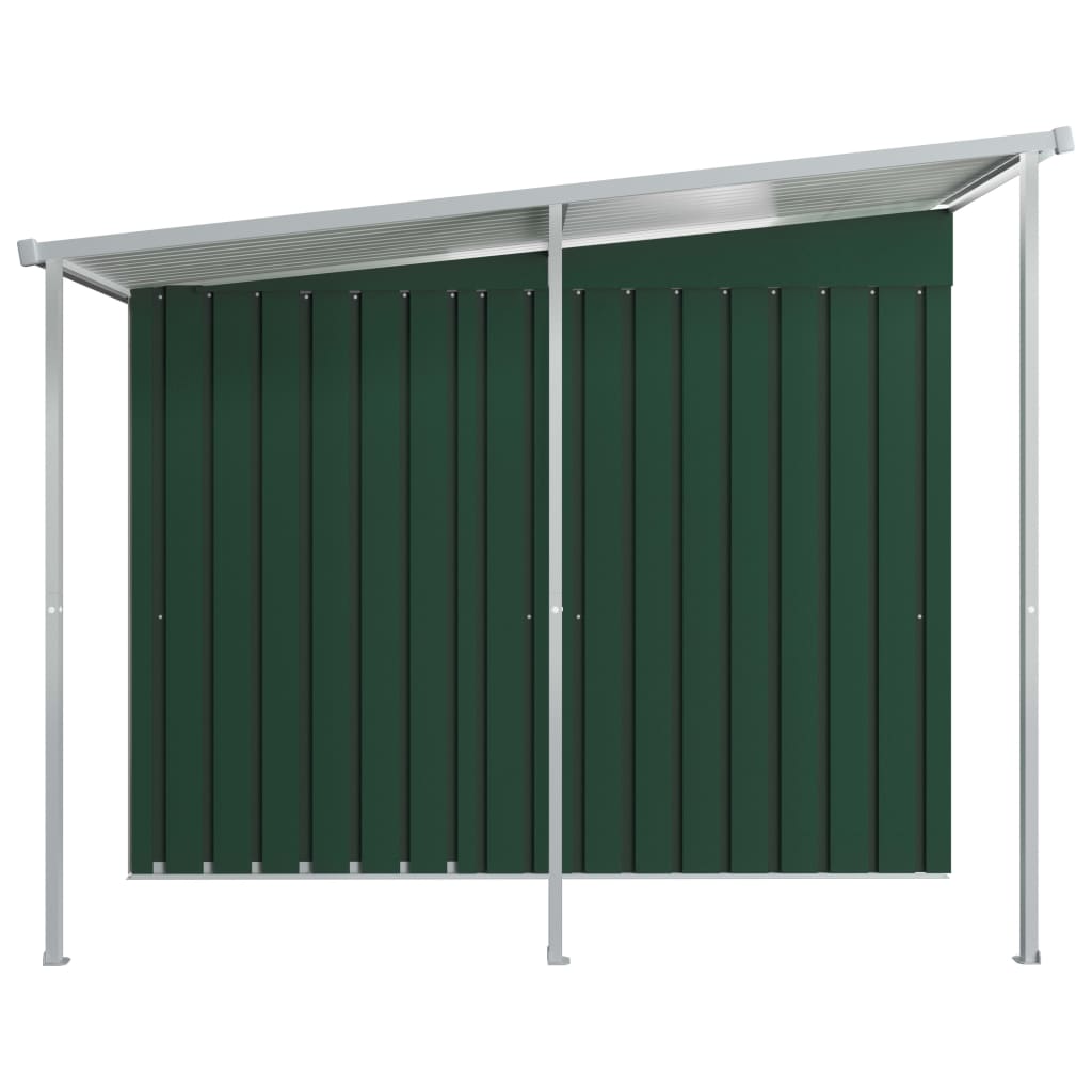 8718475724728_g_en_hd_2 vidaXL Garden Shed with Extended Roof Green 346x236x181 cm Steel - Image 3
