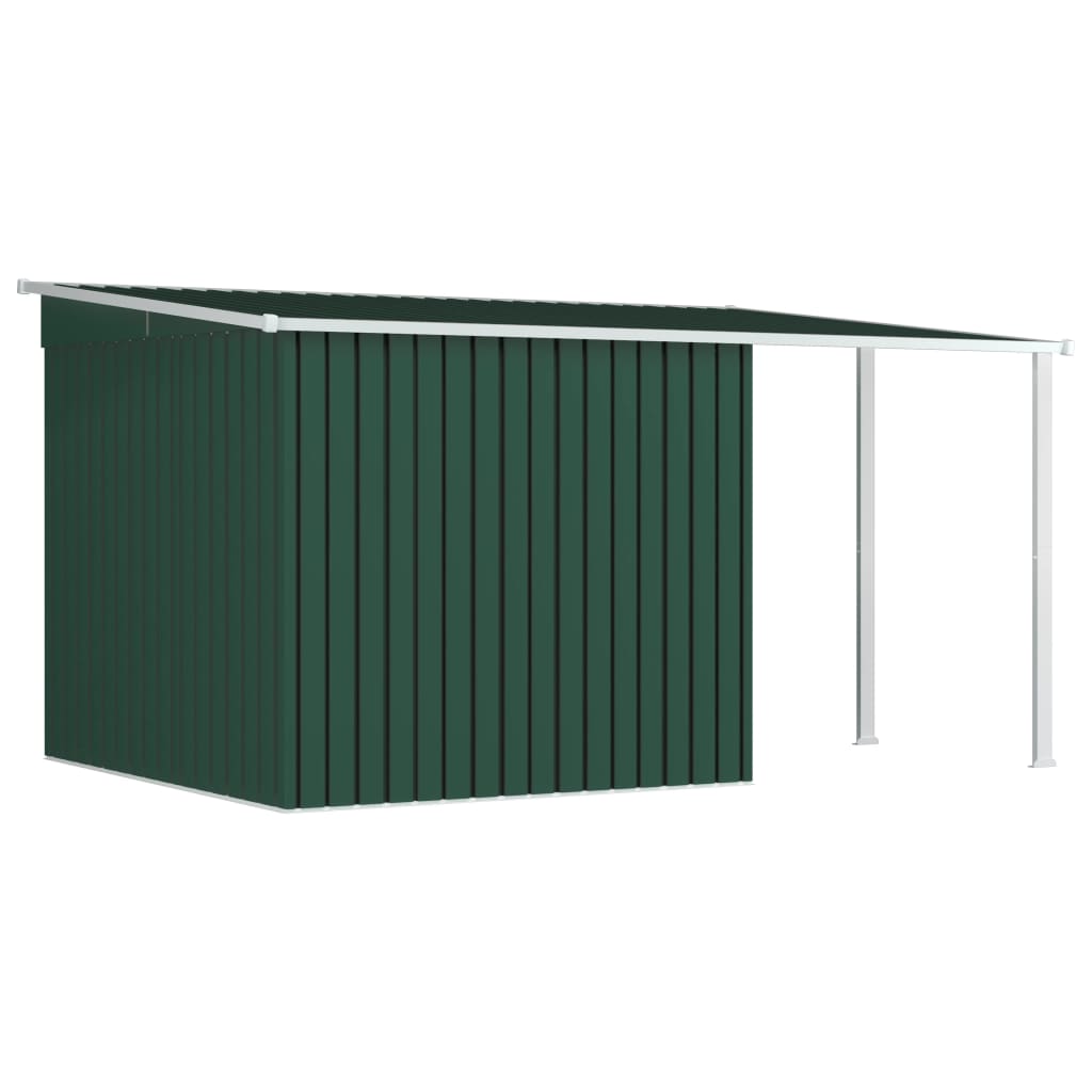 8718475724728_g_en_hd_3 vidaXL Garden Shed with Extended Roof Green 346x236x181 cm Steel - Image 4