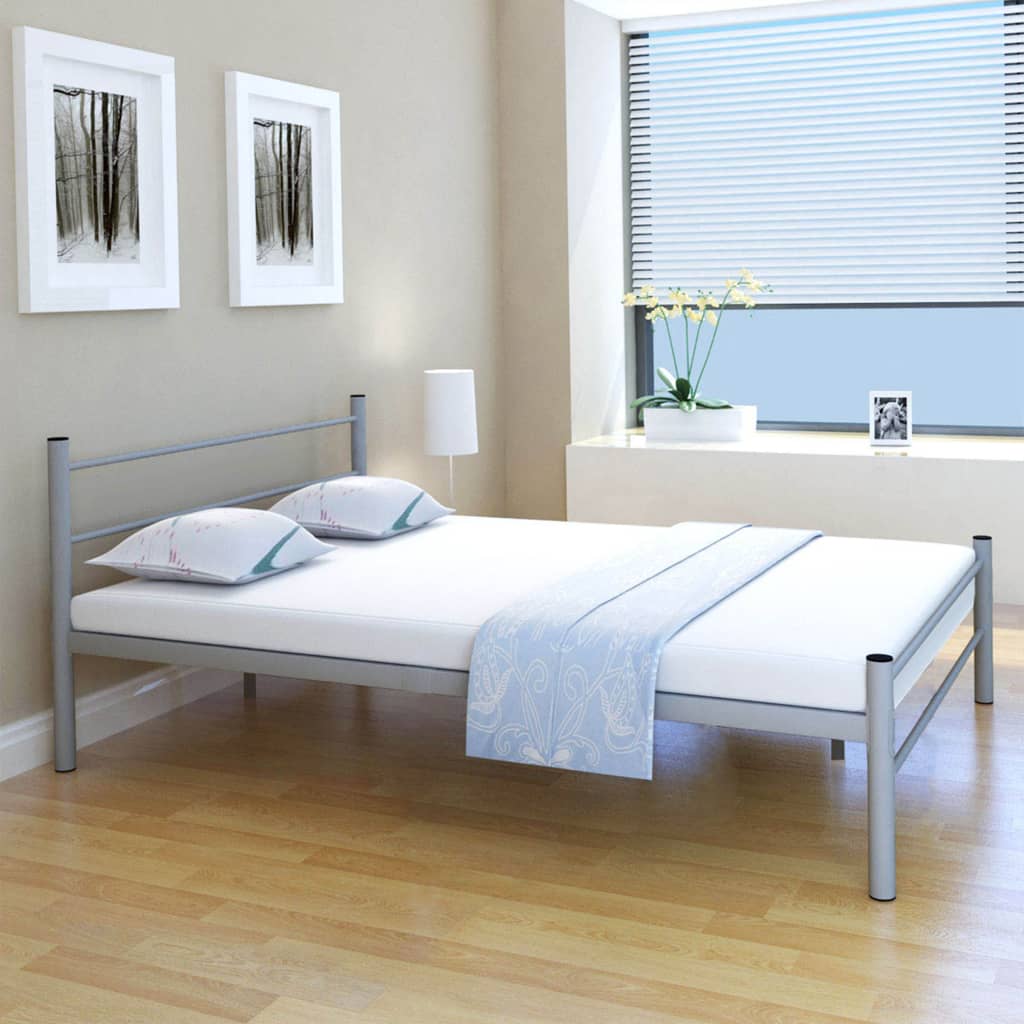 8718475725237_m_en_hd_1 vidaXL Bed Frame without Mattress Grey Metal Double Size - Image 1