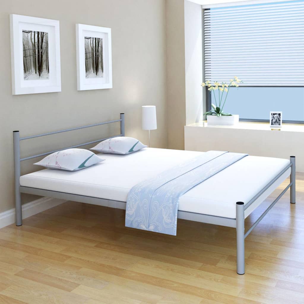 8718475725244_m_en_hd_1 vidaXL Bed Frame without Mattress Grey Metal Queen Size - Image 1