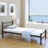 vidaXL Bed Frame without Mattress Black Metal King Single Size
