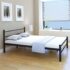 vidaXL Bed Frame without Mattress Black Metal Double Size