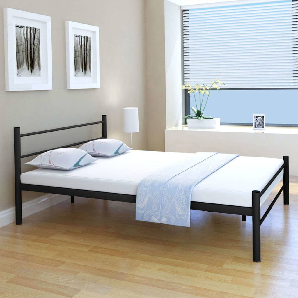 8718475725275_m_en_hd_1 vidaXL Bed Frame without Mattress Black Metal Double Size - Image 1