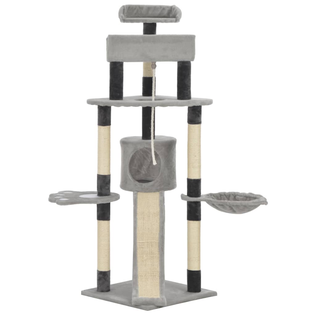 8718475726814_g_en_hd_1 vidaXL Cat Tree with Sisal Scratching Posts Grey 145 cm - Image 2