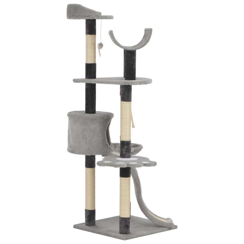 8718475726814_g_en_hd_2 vidaXL Cat Tree with Sisal Scratching Posts Grey 145 cm - Image 3