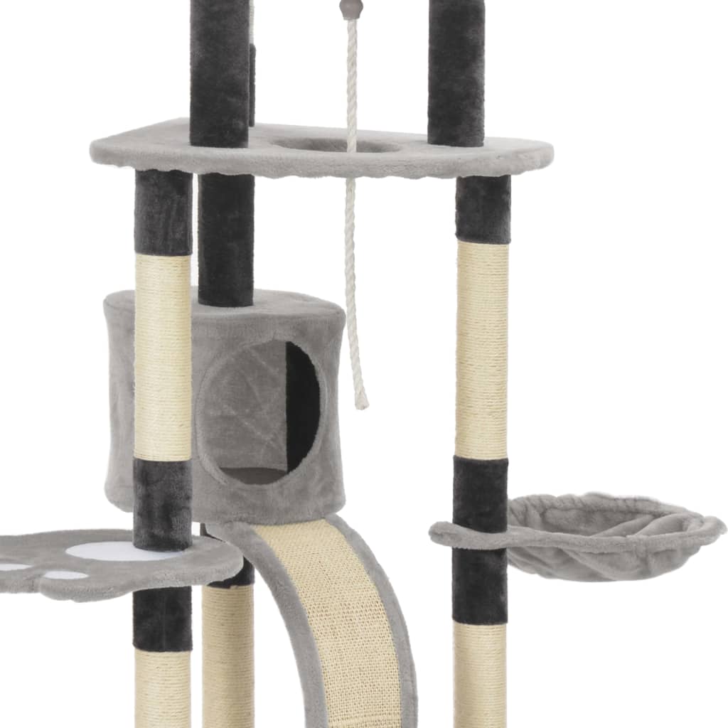 8718475726814_g_en_hd_3 vidaXL Cat Tree with Sisal Scratching Posts Grey 145 cm - Image 4