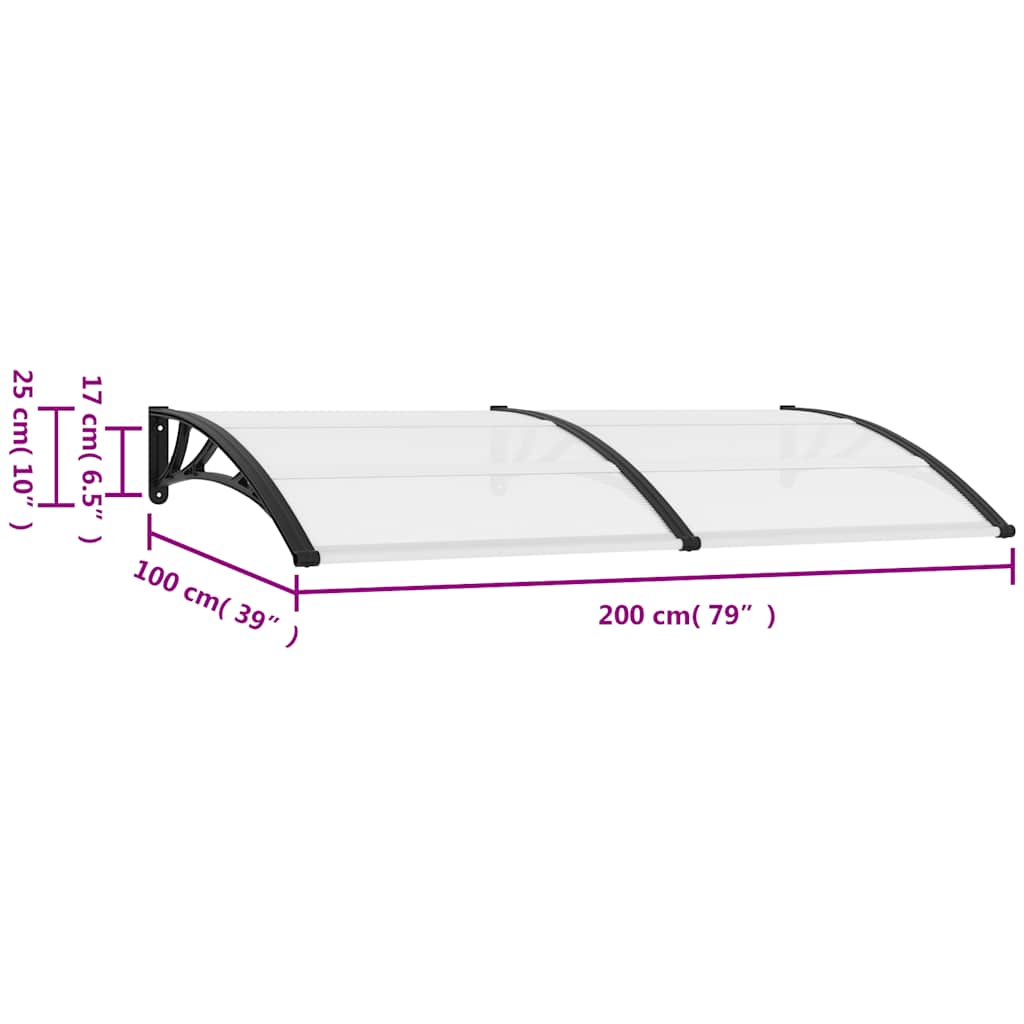 8718475728108_g_en_hd_6 vidaXL Door Canopy Black 200x100 cm PC - Image 8