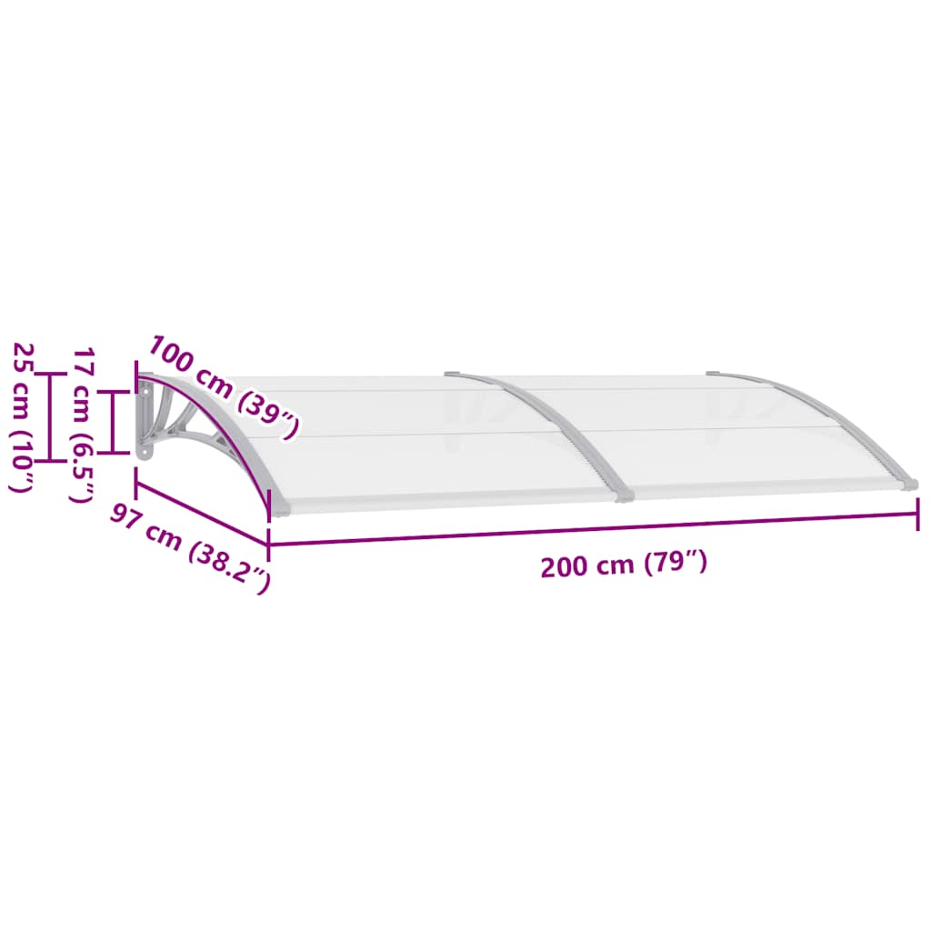 8718475728139_g_en_hd_6 vidaXL Door Canopy Grey 200x100 cm PC - Image 8