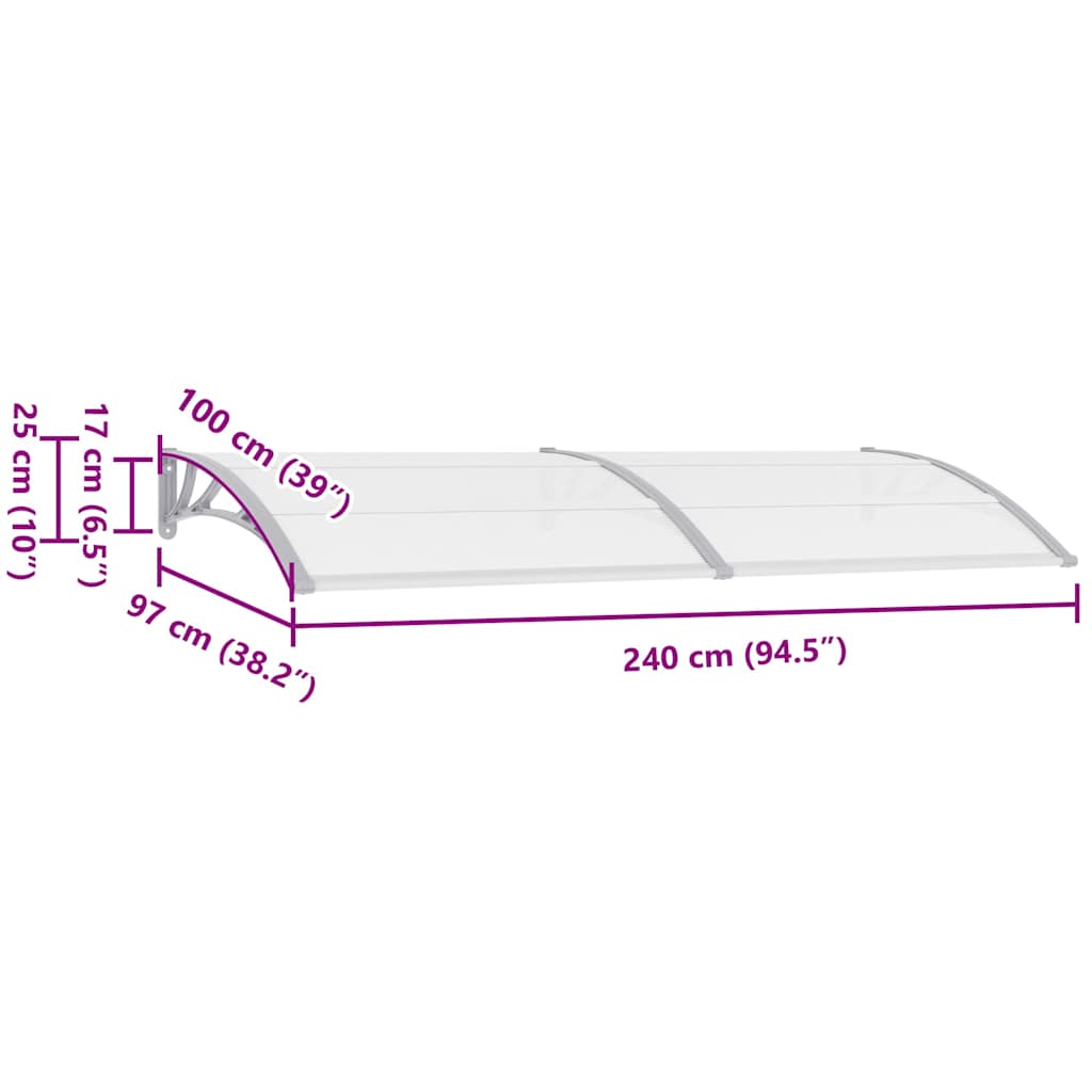 8718475728146_g_en_hd_6 vidaXL Door Canopy Grey 240x100 cm PC - Image 8
