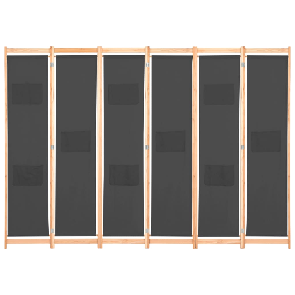 8718475730866_g_en_hd_1 vidaXL 6-Panel Room Divider Grey 240x170x4 cm Fabric - Image 2