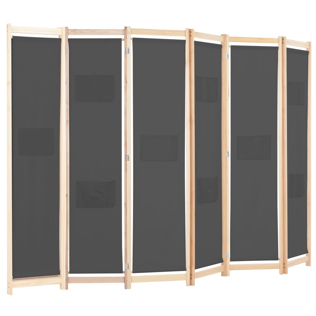 8718475730866_g_en_hd_2 vidaXL 6-Panel Room Divider Grey 240x170x4 cm Fabric - Image 3