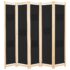 vidaXL 5-Panel Room Divider Black 200x170x4 cm Fabric