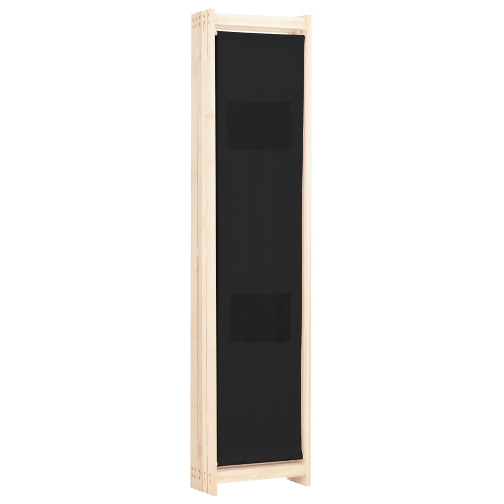 8718475730934_g_en_hd_3 vidaXL 5-Panel Room Divider Black 200x170x4 cm Fabric - Image 4