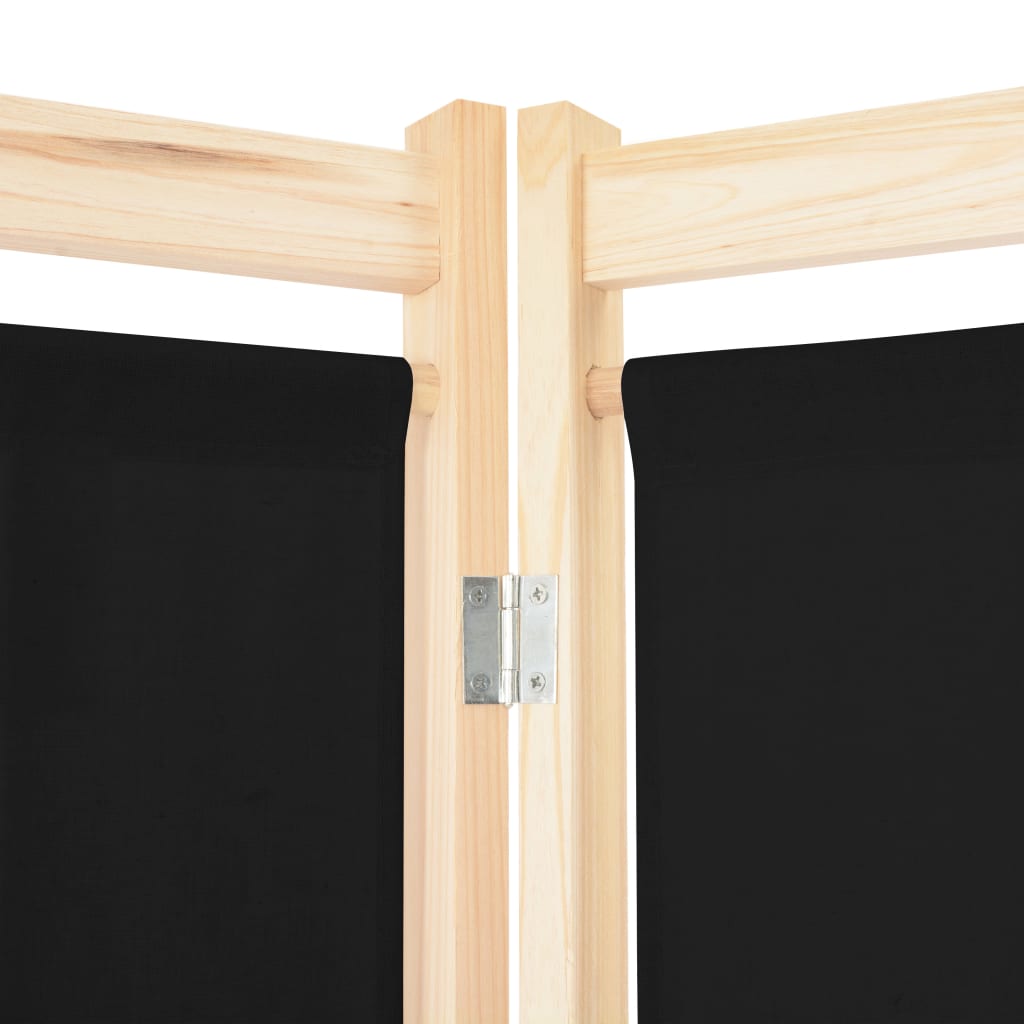 8718475730934_g_en_hd_4 vidaXL 5-Panel Room Divider Black 200x170x4 cm Fabric - Image 5
