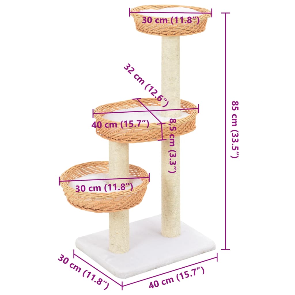8718475731238_g_en_hd_5 vidaXL Cat Tree with Sisal Scratching Post Natural Willow Wood - Image 6