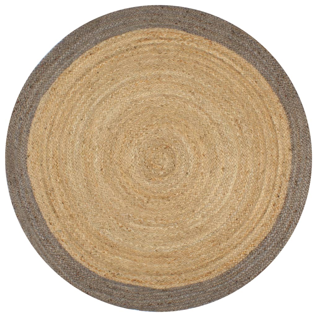 8718475733140_a_en_hd_1 vidaXL Handmade Rug Jute with Grey Border 120 cm - Image 1