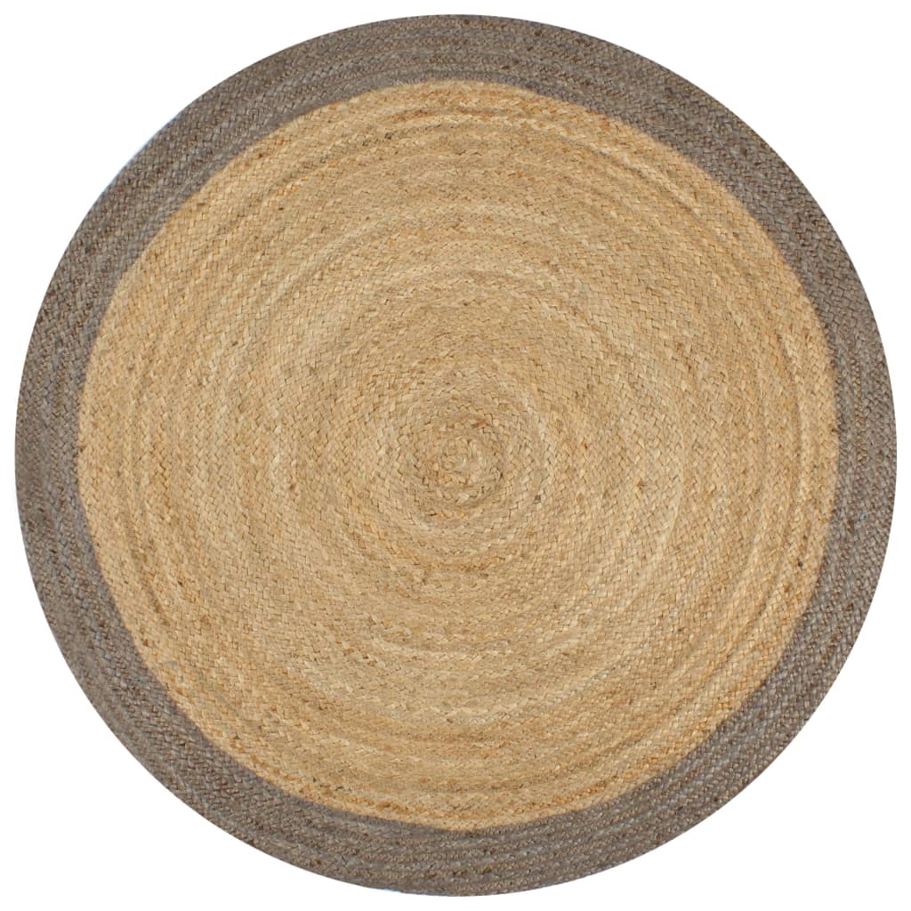8718475733157_a_en_hd_1 vidaXL Handmade Rug Jute with Grey Border 150 cm - Image 1