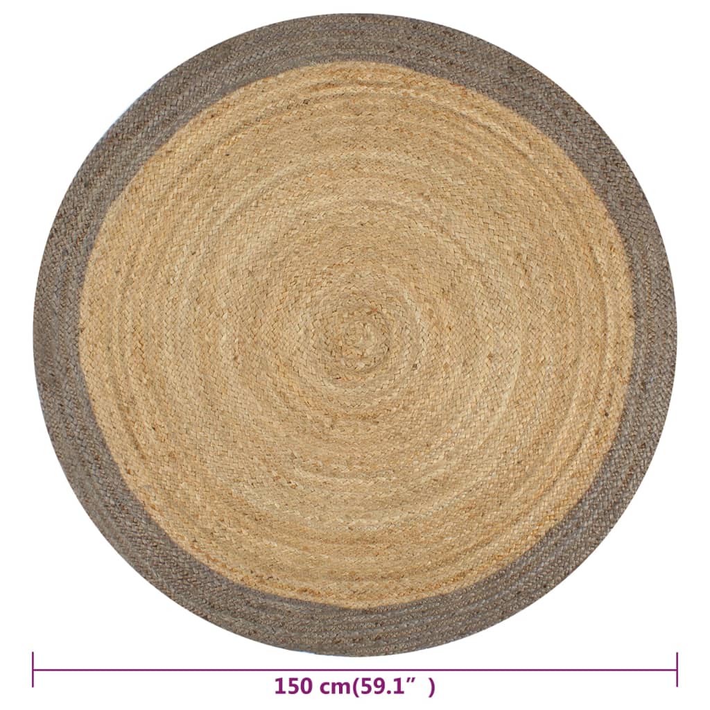 8718475733157_g_en_hd_5 vidaXL Handmade Rug Jute with Grey Border 150 cm - Image 6