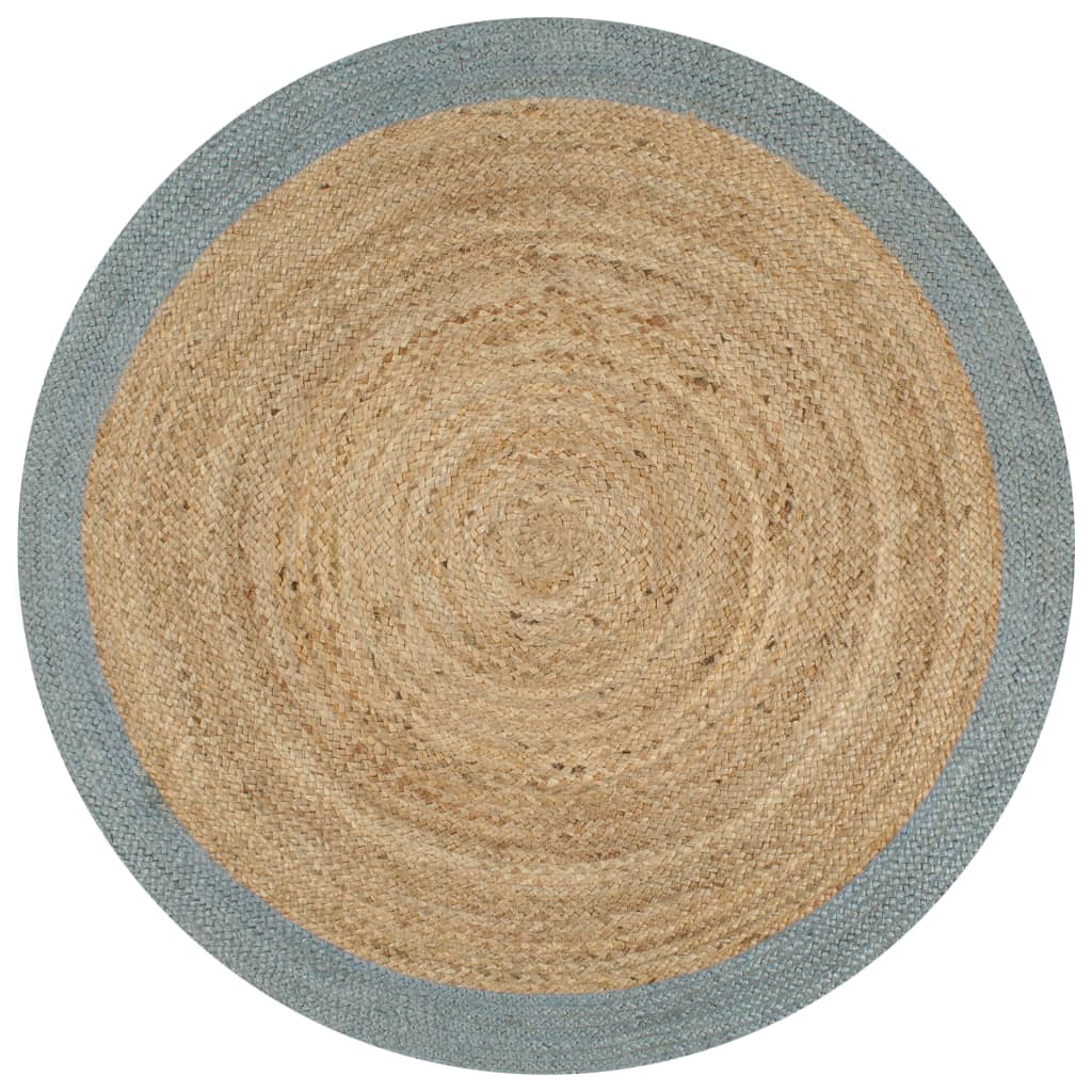 8718475733201_a_en_hd_1 vidaXL Handmade Rug Jute with Olive Green Border 120 cm - Image 1