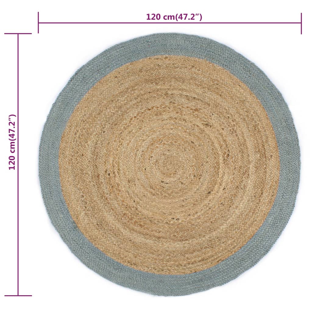 8718475733201_g_en_hd_5 vidaXL Handmade Rug Jute with Olive Green Border 120 cm - Image 6